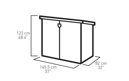 Keter Store It Out Max garden box, garbage can, appliance box, shed for 2 x 240 liter garbage cans.