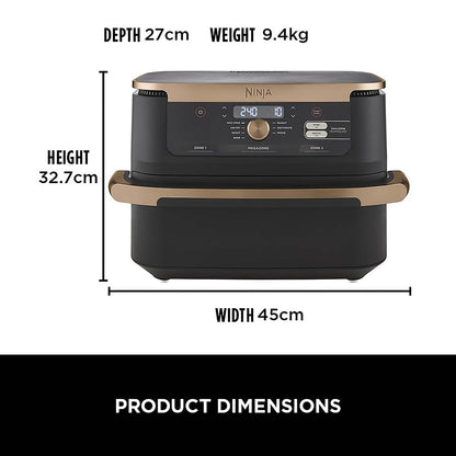 Ninja Foodi FlexDrawer Air Fryer, Dual Zone with Removable Divider, Large 10.4L Drawer, 7-in-1, Air-Fryer, Air Fry, Roast, Bake, Crisp, Non-Stick Dishwasher Safe Parts, Black and Copper, AF500UKCP