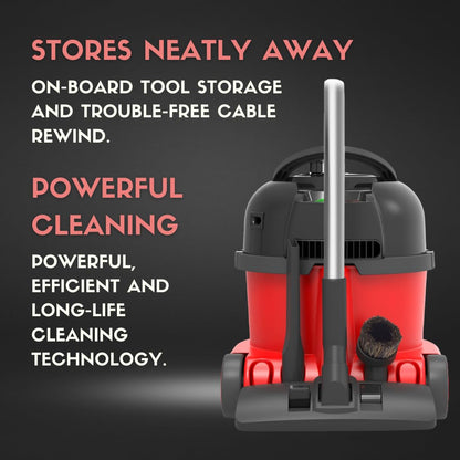 Numatic NRV240-11 Henry Vacuum Cleaner 620W 9L Commercial Dry Red - 3 Years Warranty - 2025 Model -