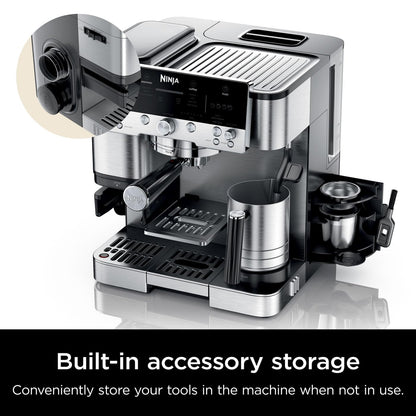 Ninja Luxe Premier 3-in-1 Coffee Machine, Latte, Cappuccino, Cold Brew & Espresso Maker With Built in Bean Grinder & Milk Frother, Easy to Use, 4 Automated Froth Presets, Silver, ES601UK