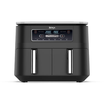 Ninja Foodi Dual Zone Digital Air Fryer, 2 Drawers, 7.6L, 6-in-1, Uses No Oil, Air Fry, Max Crisp, Roast, Bake, Reheat, Dehydrate, Cooks 4-6 Portions, Non-Stick, Dishwasher Safe Baskets, Black AF300UK