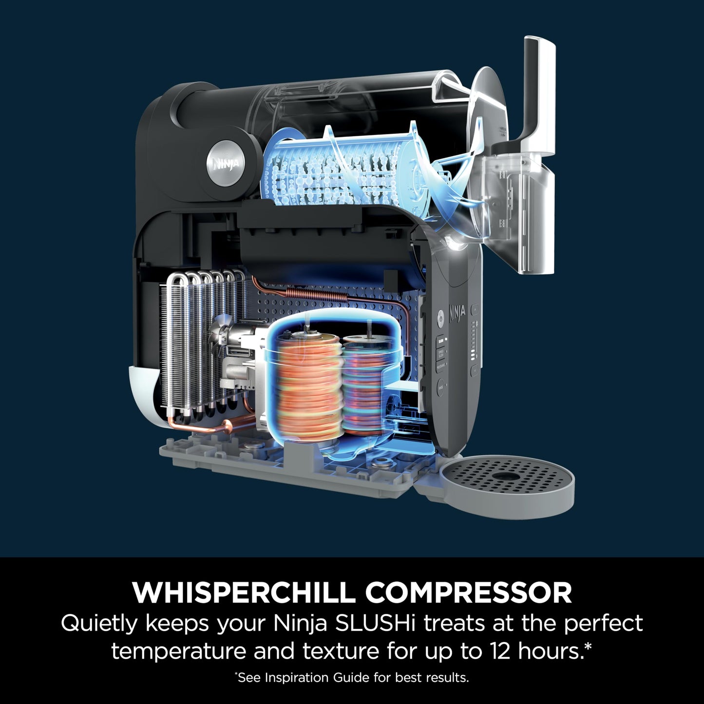 Ninja SLUSHi Frozen Drinks Maker, Create Slush, Frozen Cocktails, Frappe, Milkshakes & Frozen Juice, No Ice or Preperation Needed, WhisperChill Technology, 1.9l Capacity, Blue & Grey FS301UK